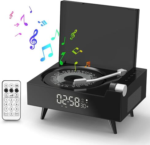 CD Player Portable with Bluetooth for Home Desktop, Dual Stereo Speakers, FM Radio, 3600Mah Battery, Remote Control & LED Display, MP3/WAV Retro Disc Player, Nostalgic Decor Gift, Support USB/AUX in Saudi Arabia