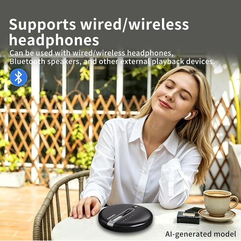 مشغل أقراص مضغوطة محمول من توماشي مزود بتقنية البلوتوث، ومشغل أقراص مضغوطة Walkman مع سماعات أذن، وحماية ضد التخطي لمدة 40 ثانية، وصوت ستيريو، ومدخل AUX، يعمل بالبطارية وطاقة USB للسيارة والمنزل والسفر in Saudi Arabia