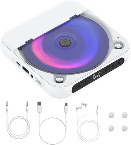 CD Player for Car,MONODEAL External Portable Car CD Players with AUX Cable/BT TX/HiFi Speakers,Bluetooth 5.3,Universal USB CD Player for Vehicle,Laptop,TV,Computer,for Android 4.4 and Above Navigation in Saudi Arabia