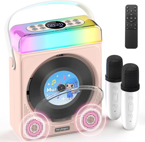 Greadio Portable Bluetooth CD Player with RGB Lights & Speakers (White) in Saudi Arabia