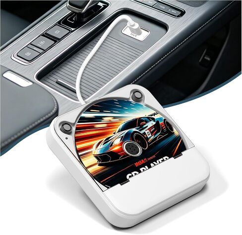 SKYANS CD Player for Car, USB Plug & Play Anti-Skip External Drive, White in Saudi Arabia