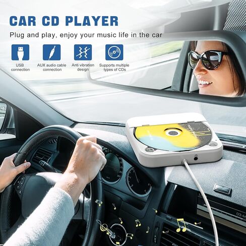 SKYANS CD Player for Car, USB Plug & Play Anti-Skip External Drive, White in Saudi Arabia