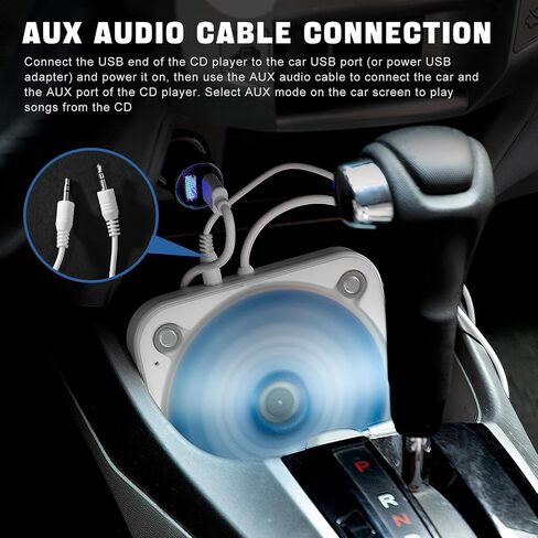 SKYANS CD Player for Car, USB Plug & Play Anti-Skip External Drive, White in Saudi Arabia