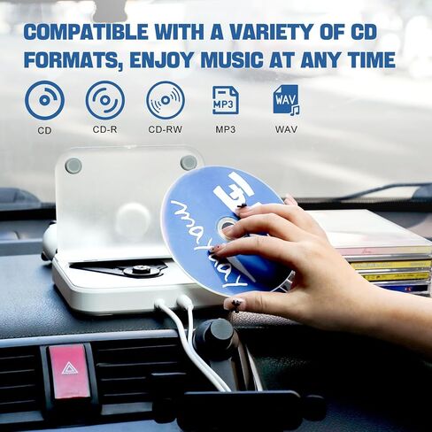 SKYANS CD Player for Car, USB Plug & Play Anti-Skip External Drive, White in Saudi Arabia