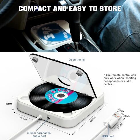 SKYANS CD Player for Car, USB Plug & Play Anti-Skip External Drive, White in Saudi Arabia