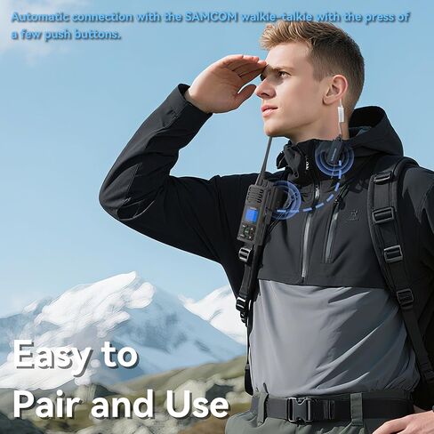 SAMCOM BTEAR01 Wireless Earpiece with Clear Airtube Tube 2 Pin Dongle for Two-Way Radios, FPCN30A/FPCN10A Wireless Headset Earphone with Mic 2-Pin K Plug, Radio NOT Included in Saudi Arabia