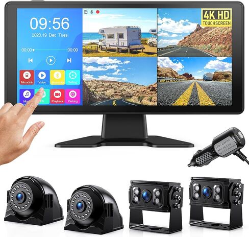 4K RV Backup Camera System, 10.36" Quad Split Touchscreen Monitor in Saudi Arabia