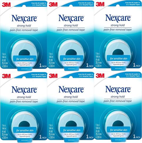 شريط الصدمات المنخفض للبشرة الحساسة من Nexcare، عدد 4 - شريط طبي لاصق لطيف للبشرة الهشة أو الحساسة، لا يسبب الحساسية وخالي من اللاتكس، مثالي للعناية بعد الجراحة، واستخدام الأطفال، والتغييرات المتكررة in Saudi Arabia