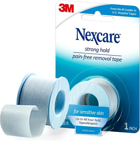 شريط الصدمات المنخفض للبشرة الحساسة من Nexcare، عدد 4 - شريط طبي لاصق لطيف للبشرة الهشة أو الحساسة، لا يسبب الحساسية وخالي من اللاتكس، مثالي للعناية بعد الجراحة، واستخدام الأطفال، والتغييرات المتكررة in Saudi Arabia