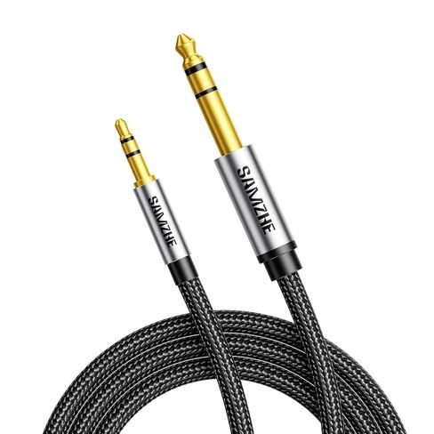 SAMZHE 1/8 to 1/4 Stereo Cable 3.5mm TRS to 6.35mm Audio Cable Guitar to Aux Male Cord with Alum Alloy Housing and Nylon Braid for Guitar, Laptop, Home Theater Devices, Speaker and Amplifiers 6.6FT in Saudi Arabia