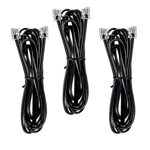 3 Pack RJ12 Cable Phone Cord, 6P6C Male to Male, Straight Wired, for Data and Voice Use, Black 3.3FT in Saudi Arabia
