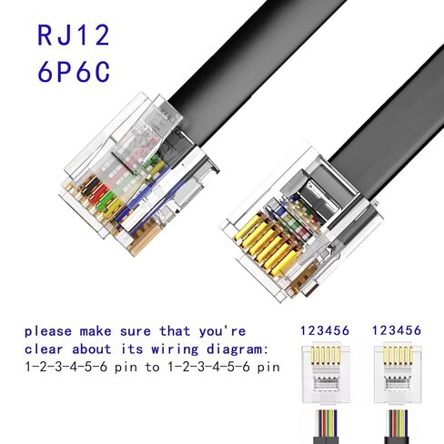 3 Pack RJ12 Cable Phone Cord, 6P6C Male to Male, Straight Wired, for Data and Voice Use, Black 3.3FT in Saudi Arabia