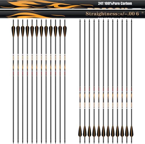 sanlida 100% Pure Carbon Arrows Dragon 8 Carbon Hunting Arrows 24 PCS (+/-.006" Straightness, 310 Spine) and Dragon X9 Stabilizer in Saudi Arabia