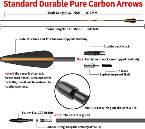 sanlida 100% Pure Carbon Arrows Dragon 8 Carbon Hunting Arrows 24 PCS (+/-.006" Straightness, 310 Spine) and Dragon X9 Stabilizer in Saudi Arabia