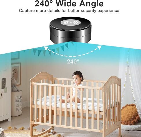 Security Camera Wireless Charging — 1080P HD Surveillance, 250° Wide-Angle Lens, Motion Detection Support; Ideal for Home Security and Baby/Pet Monitoring (2.4/5GHz) in Saudi Arabia