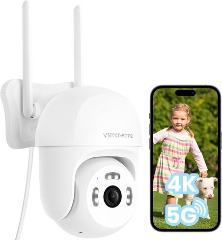 4K 8MP Outdoor Security Camera,WiFi Camera for Home Security System,Plug-in Wired Outdoor Camera,24/7 Non-Stop Recording,360° PTZ,AI Motion Detection,Color Night Vision,Compatible with Alexa(2 PCS) in Saudi Arabia