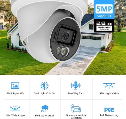 Vonnsion 5MP Full Color PoE IP Dome Camera, Two Way Talk, SD Card Slot in Saudi Arabia