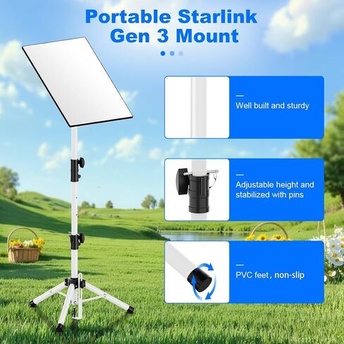 Starlink Tripod Mount Gen 3/4/4X Adjustable Height Portable Starlink Stand Stable Iron Connector for Outdoor Travel RV White in Saudi Arabia