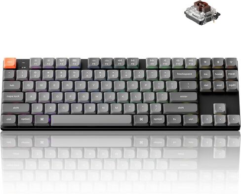 Keychron K1 Max Ultra-Slim Wireless Mechanical Keyboard, 80% TKL Layout Bluetooth/2.4 GHz/Wired Keyboard with Low-Profile Gateron Brown Switch, Hot-Swappable, RGB Backlit QMK for Mac Windows Linux in Kuwait