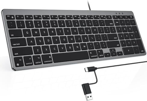 OMOTON USB-A & Type-C Dual Interface Wired Keyboard for Mac, Numeric Keypad in Saudi Arabia