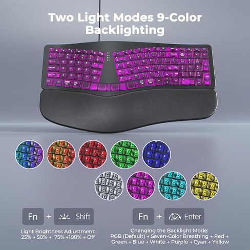 MEETION Wired Ergonomic Keyboard with Backlit Keys and Wrist Rest, Black in Saudi Arabia