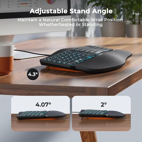 MEETION Wired Ergonomic Keyboard with Backlit Keys and Wrist Rest, Black in Saudi Arabia