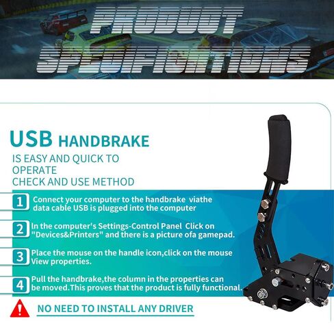 ZHSYMX USB Handbrake for Xbox Racing game, LOGITECH G920 for Xbox ONE/Xbox ONE S/XBOX ONE X and PC System Simulate Linear Handbrake Realize Switch Control With Plate and Fixing Clip（Both Xbox and PC） in Saudi Arabia