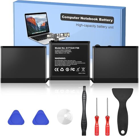 استبدال بطارية A1708 لجهاز MacBook Pro 13 بوصة، 5000 مللي أمبير 2026 ترقية بطارية عالية السعة لـ A1713، A1708 (أواخر 2016، منتصف 2017، منتصف 2019، 2020)، A2171 مع مجموعة أدوات إصلاح كاملة in Saudi Arabia