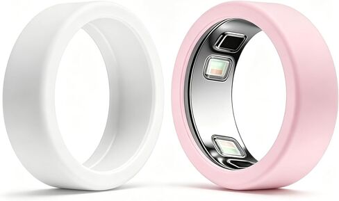 Silicone Case Compatible with Oura Ring 5, 2-Pack Smart Ring Protectors, Soft Anti-Scratch Protective Sleeves,Pink+ White,Medium in Saudi Arabia