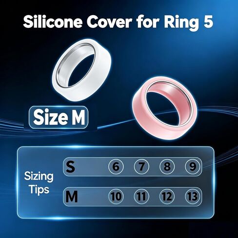 Silicone Case Compatible with Oura Ring 5, 2-Pack Smart Ring Protectors, Soft Anti-Scratch Protective Sleeves,Pink+ White,Medium in Saudi Arabia