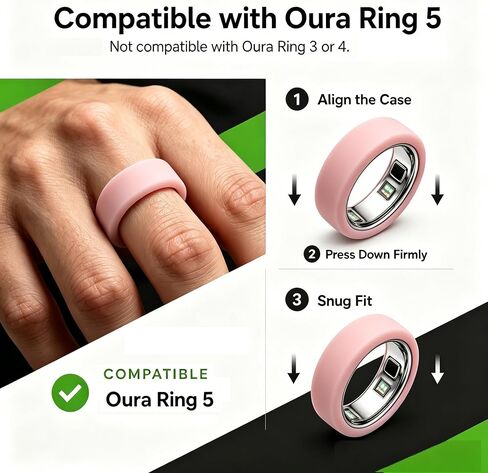 Silicone Case Compatible with Oura Ring 5, 2-Pack Smart Ring Protectors, Soft Anti-Scratch Protective Sleeves,Pink+ White,Medium in Saudi Arabia