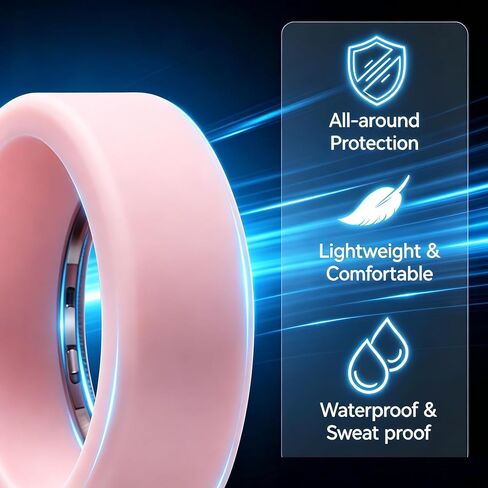 Silicone Case Compatible with Oura Ring 5, 2-Pack Smart Ring Protectors, Soft Anti-Scratch Protective Sleeves,Pink+ White,Medium in Saudi Arabia