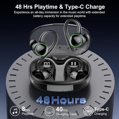 Wireless Earbuds, Bluetooth 5.4 Headphones Sport Over Ear Buds With ENC Mic in Saudi Arabia