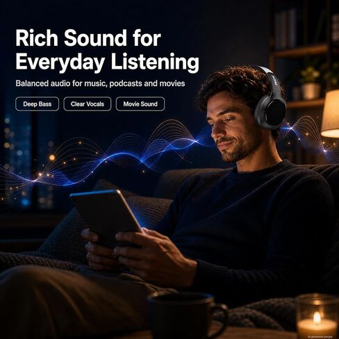 Wireless Noise Cancelling Headphones, 120H Playtime, Over Ear Headphones in Saudi Arabia