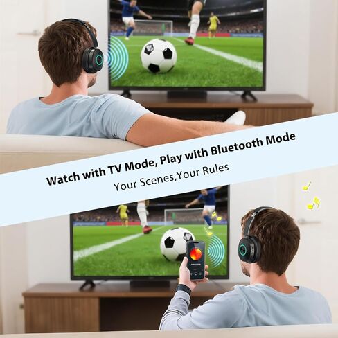 Wireless Headphones for TV Watching, TV Headphones Wireless for Seniors with 3 Audio Modes, Headphone for TV with Transmitter Charging Base, No Delay Over Ear Headset, Gifts for Parents/Elderly in Saudi Arabia