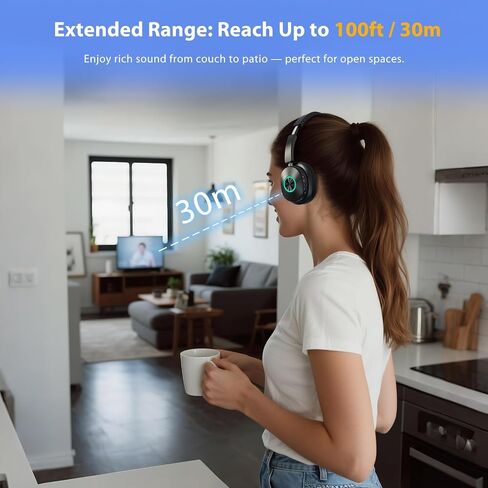 Wireless Headphones for TV Watching, TV Headphones Wireless for Seniors with 3 Audio Modes, Headphone for TV with Transmitter Charging Base, No Delay Over Ear Headset, Gifts for Parents/Elderly in Saudi Arabia