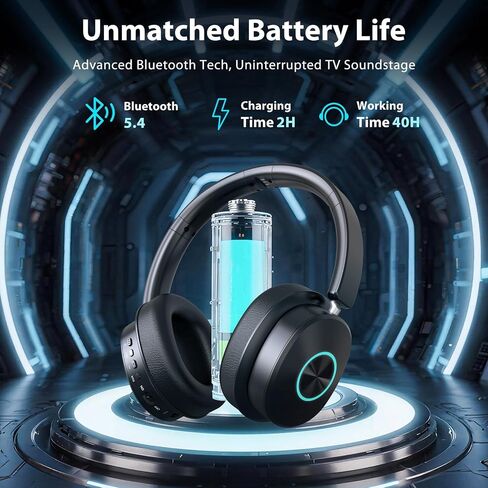 Wireless Headphones for TV Watching, TV Headphones Wireless for Seniors with 3 Audio Modes, Headphone for TV with Transmitter Charging Base, No Delay Over Ear Headset, Gifts for Parents/Elderly in Saudi Arabia