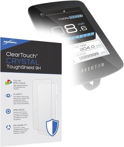 واقي شاشة BoxWave متوافق مع شاشة Aventon BC 280 بالألوان الكاملة - ClearTouch Crystal ToughShield 9H (عبوتان)، واقي شاشة شفاف متين وقوي 9H in Saudi Arabia