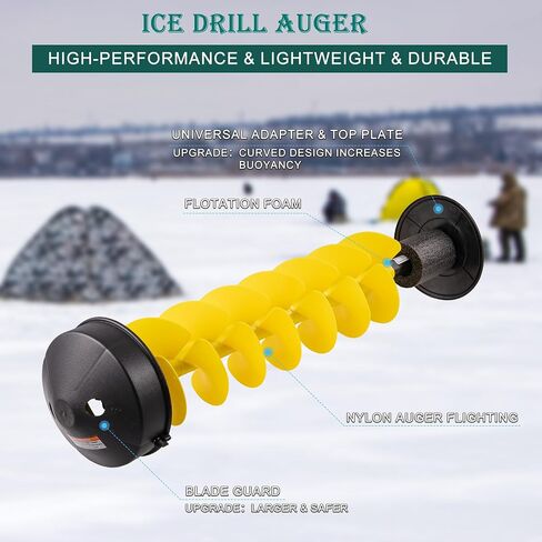 PPOLB Ice Auger Bit, 8'' Ice Augers for Ice Fishing, Ice Fishing Auger with Universal Adapter & Top Plate in Saudi Arabia