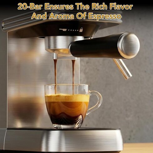 COWSAR Commercial Espresso Machine 20 Bar, Compact Espresso Maker with Milk Frother Steam Wand, Expresso Coffee Machines with 45 OZ Removable Water Tank for Cappuccino, Latte, Home in Saudi Arabia