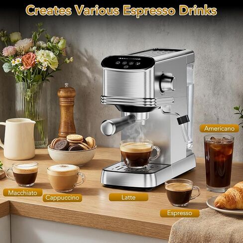COWSAR Commercial Espresso Machine 20 Bar, Compact Espresso Maker with Milk Frother Steam Wand, Expresso Coffee Machines with 45 OZ Removable Water Tank for Cappuccino, Latte, Home in Saudi Arabia