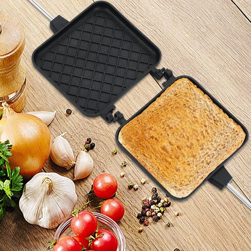 2PCS Campfire Sandwich Maker with Removable Long Handle, Non-Stick Pie Iron Sandwich Toaster, 23.6" Length Cast Aluminum Toaster for Home BBQ Camping Grilling Outdoor Cooking in Saudi Arabia