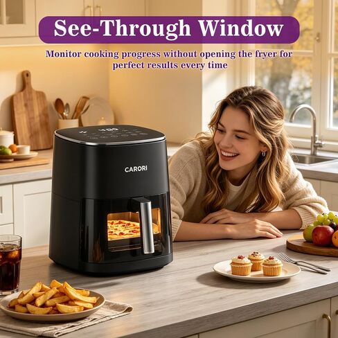 6Qt Air Fryer with Viewing Window, 12 Preset, Large Capacity, 400℉ Max Crisp, 1700W Quick Even Easy Meals, Nonstick Dishwasher Safe Basket, Bake Roast Dehydrate Reheat in Saudi Arabia