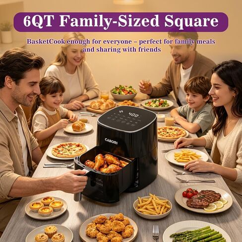 6Qt Air Fryer with Viewing Window, 12 Preset, Large Capacity, 400℉ Max Crisp, 1700W Quick Even Easy Meals, Nonstick Dishwasher Safe Basket, Bake Roast Dehydrate Reheat in Saudi Arabia