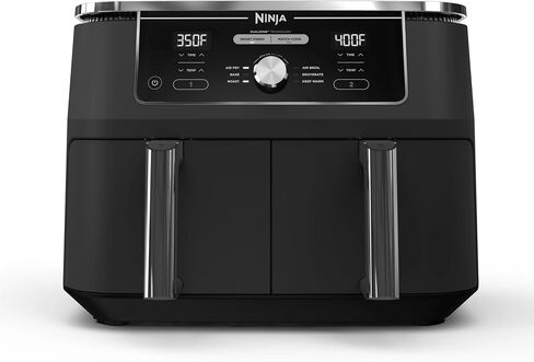 Ninja DZ401 Foodi 10 Quart 6-in-1 DualZone XL 2-Basket Air Fryer with 2 Independent Frying Baskets, Match Cook & Smart Finish to Roast, Broil, Dehydrate & More for Quick, Grey (Renewed) in Saudi Arabia