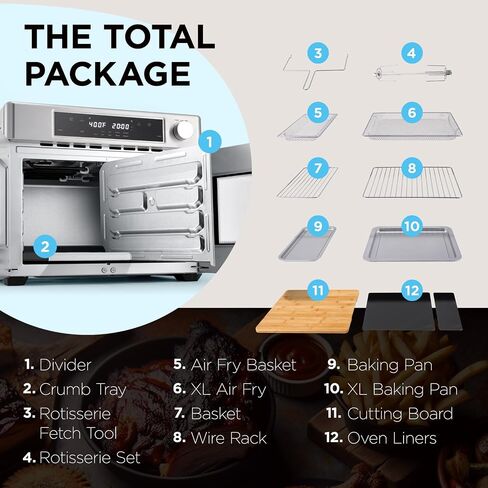 Ivation Dual Zone Air Fryer French Door Oven - 32 Quatity Convection Toaster Combo, 10-in-1 Multifunction Up to 450° - 1800W - Temperature Control, Timer - Stainless Steel - Dehydrate, Bake, Roast in Saudi Arabia