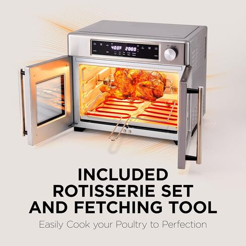 Ivation Dual Zone Air Fryer French Door Oven - 32 Quatity Convection Toaster Combo, 10-in-1 Multifunction Up to 450° - 1800W - Temperature Control, Timer - Stainless Steel - Dehydrate, Bake, Roast in Saudi Arabia