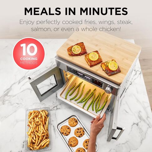 Ivation Dual Zone Air Fryer French Door Oven - 32 Quatity Convection Toaster Combo, 10-in-1 Multifunction Up to 450° - 1800W - Temperature Control, Timer - Stainless Steel - Dehydrate, Bake, Roast in Saudi Arabia