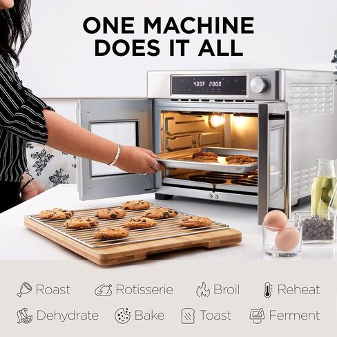 Ivation Dual Zone Air Fryer French Door Oven - 32 Quatity Convection Toaster Combo, 10-in-1 Multifunction Up to 450° - 1800W - Temperature Control, Timer - Stainless Steel - Dehydrate, Bake, Roast in Saudi Arabia