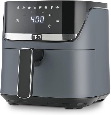 TRU 8-Quart Digital Air Fryer by Select Brands - Family Size, One-Touch Control, 8 Presets - Air Fry Chicken, Meat, Veggies, Fries - Nonstick Pot and Crisping Tray, Auto Shut Off, Matte Gray in Kuwait